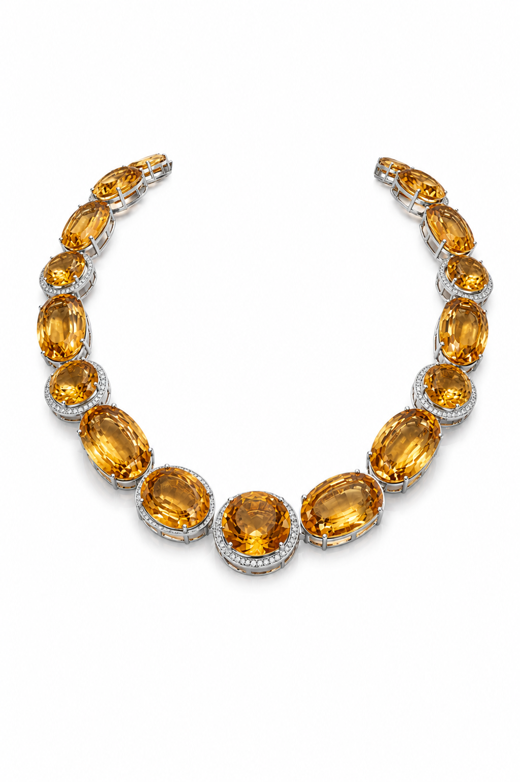 Golden Cascade, amber citrine collar necklace